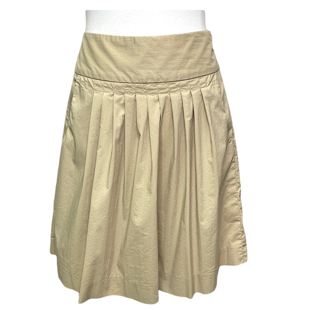 Banana Republic Pleated Skirt Pockets Khaki 8 NEW